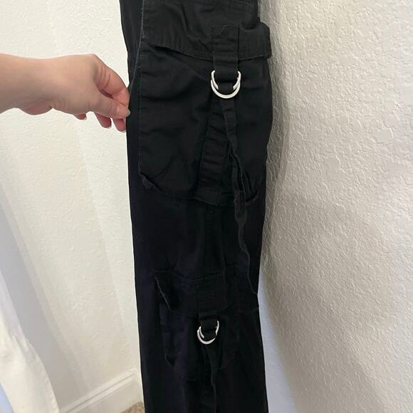Angel Kiss Womens Y2K Wide Leg Cargo Pants S Goth Punk Grunge Black Pockets - Picture 5 of 14